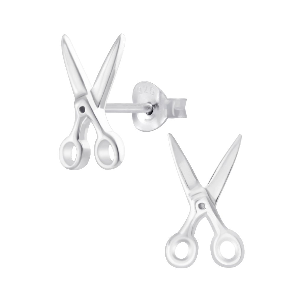 Silver Scissors Stud Earrings